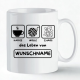 Tasse »Kaffee, Wolle, Chaos – das Leben von WUNSCHNAME«
