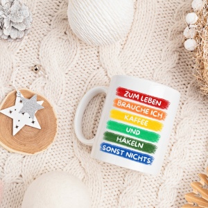 Tasse "Zum Leben brauche ich Häkeln"