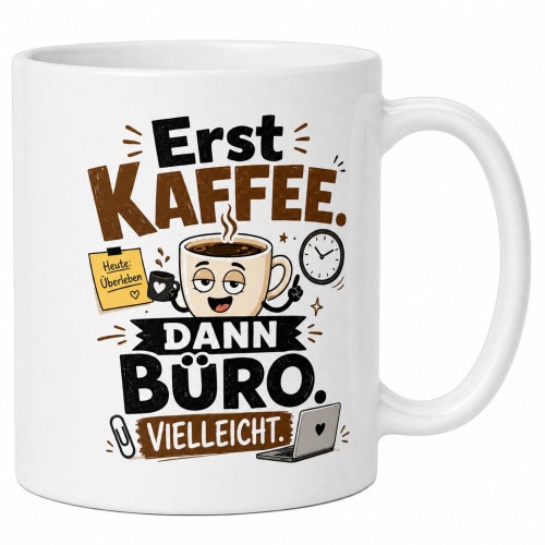 Tasse »Erst Kaffee. Dann Büro. Vielleicht.«