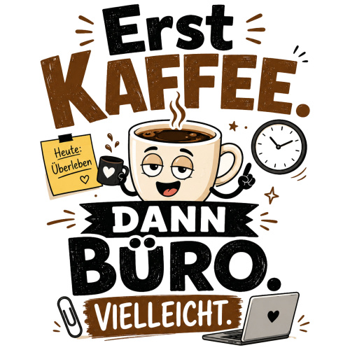 Tasse »Erst Kaffee. Dann Büro. Vielleicht.«