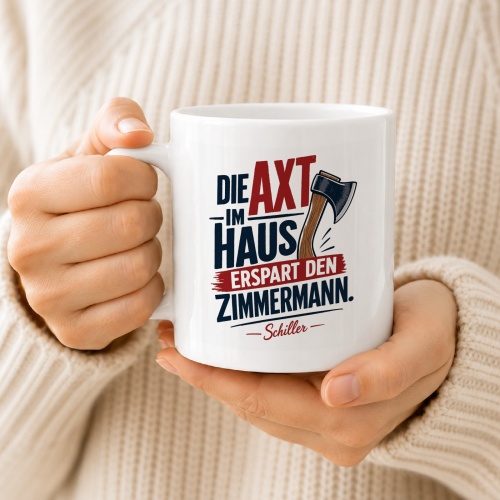 Tasse »Die Axt im Haus erspart den Zimmermann.«