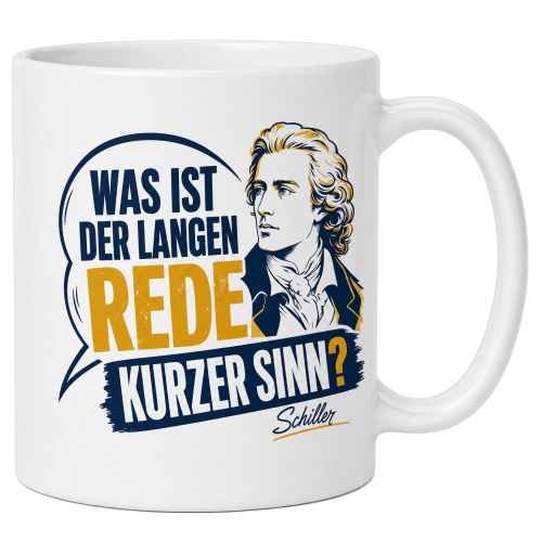 Tasse »Was ist der langen Rede kurzer Sinn?«