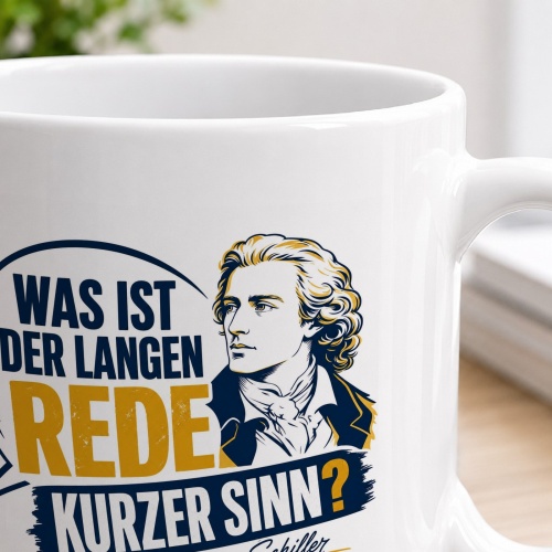 Tasse »Was ist der langen Rede kurzer Sinn?«