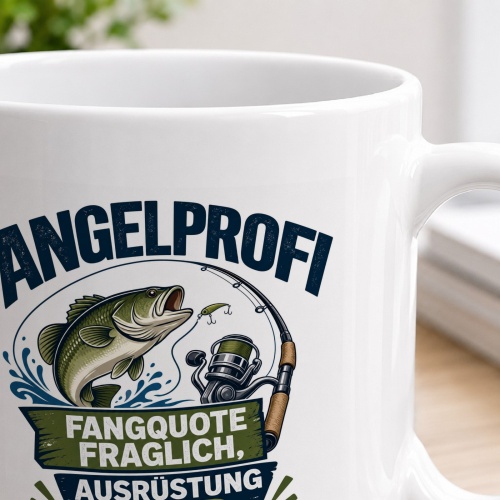 Tasse »Angelprofi – Fangquote fraglich, Ausrüstung top.«