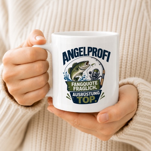 Tasse »Angelprofi – Fangquote fraglich, Ausrüstung top.«