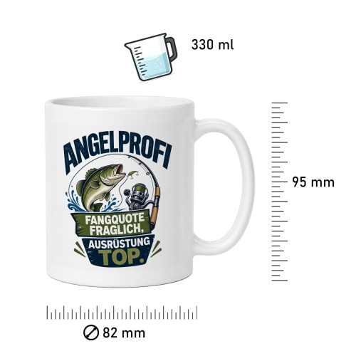 Tasse »Angelprofi – Fangquote fraglich, Ausrüstung top.«