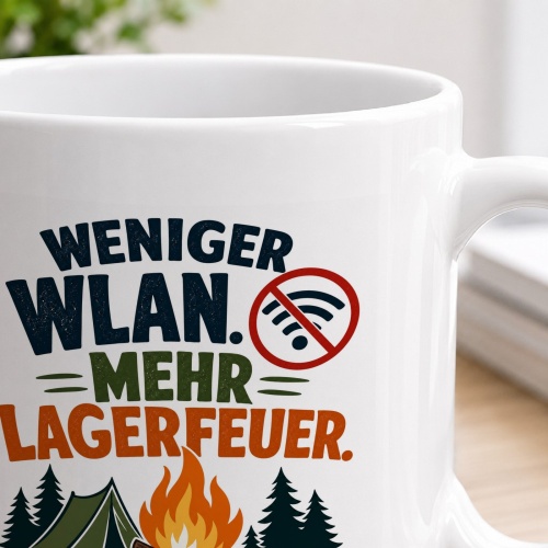 Tasse »Weniger WLAN. Mehr Lagerfeuer.«