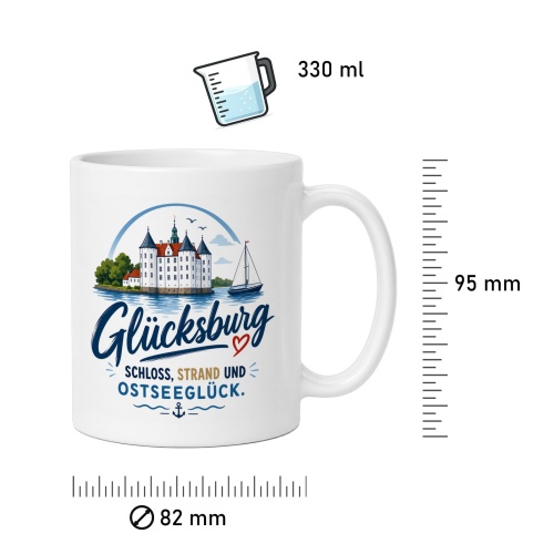 Tasse »Glücksburg – Schloss, Strand und Ostseeglück«