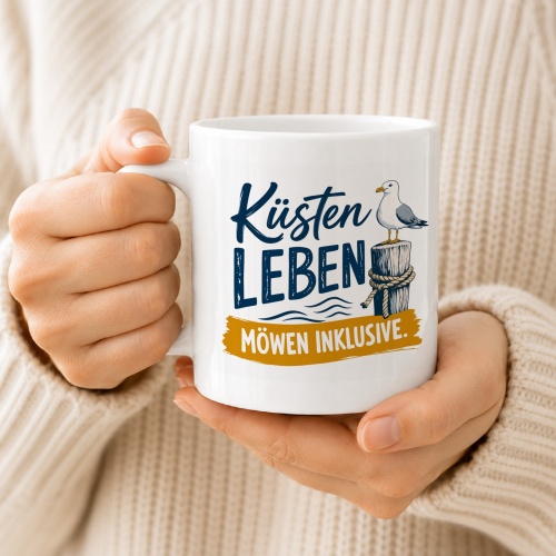 Tasse »Küstenleben – Möwen inklusive«