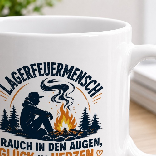 Tasse »Lagerfeuermensch – Rauch in den Augen, Glück im Herzen«