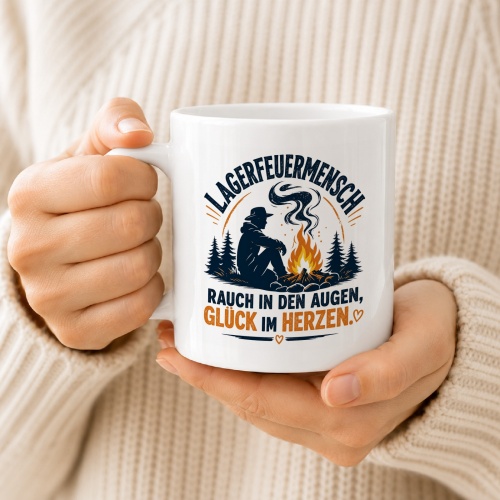 Tasse »Lagerfeuermensch – Rauch in den Augen, Glück im Herzen«