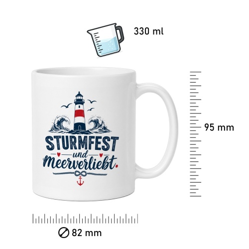 Tasse »Sturmfest und meerverliebt«