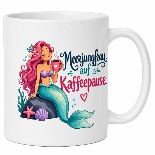 Tasse »Meerjungfrau auf Kaffeepause«