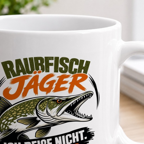 Tasse »Raubfisch Jäger – Ich beiße nicht. Meistens.«