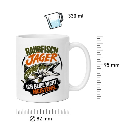 Tasse »Raubfisch Jäger – Ich beiße nicht. Meistens.«