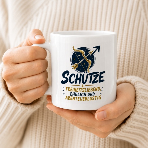 Tasse »Schütze – freiheitsliebend, ehrlich, abenteuerlustig«
