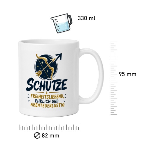 Tasse »Schütze – freiheitsliebend, ehrlich, abenteuerlustig«
