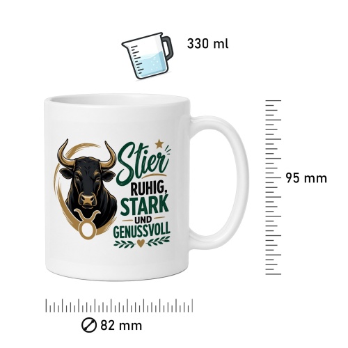 Tasse »Stier – ruhig, stark und genussvoll«