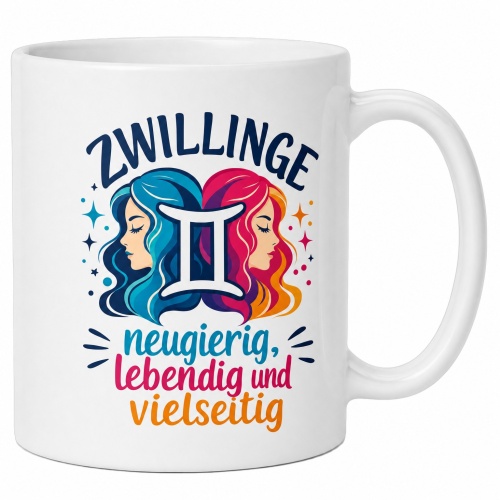 Tasse »Zwillinge – neugierig, lebendig und...
