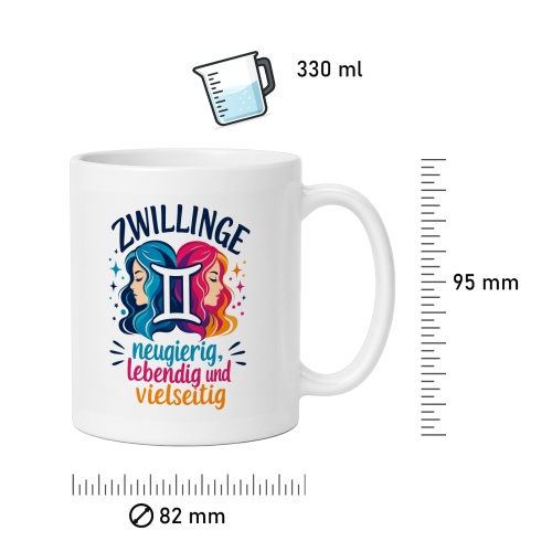 Tasse »Zwillinge – neugierig, lebendig und vielseitig«