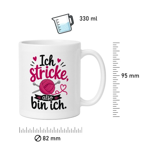Tasse »Ich stricke, also bin ich.«