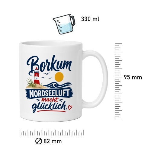 Tasse »Borkum Nordseeluft macht glücklich«