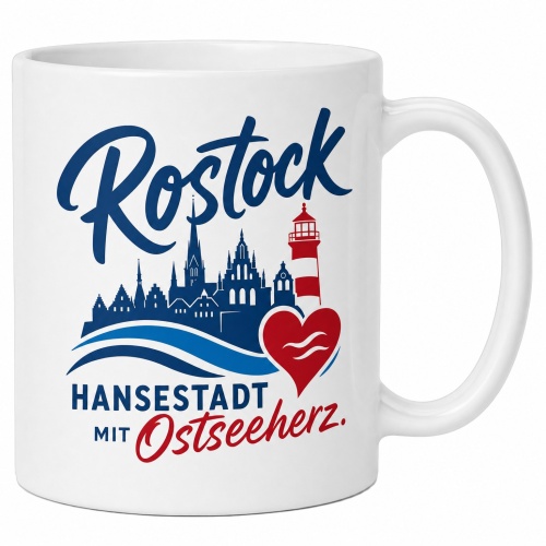 Tasse »Rostock Hansestadt mit Ostseeherz«