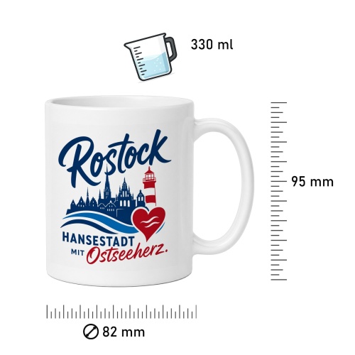 Tasse »Rostock Hansestadt mit Ostseeherz«
