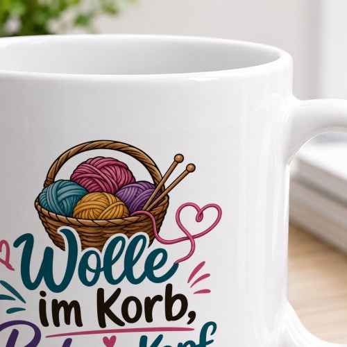 Tasse »Wolle im Korb, Ruhe im Kopf«