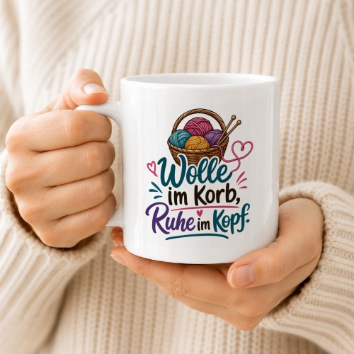 Tasse »Wolle im Korb, Ruhe im Kopf«