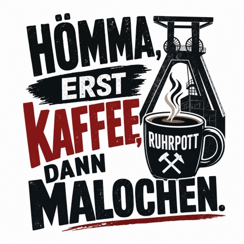 Tasse »Hömma, erst Kaffee, dann Malochen.«