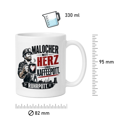 Tasse »Malocher mit Herz und Kaffeepott. Ruhrpott.«