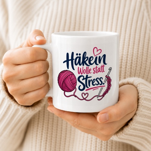 Tasse »Häkeln – Wolle statt Stress!«