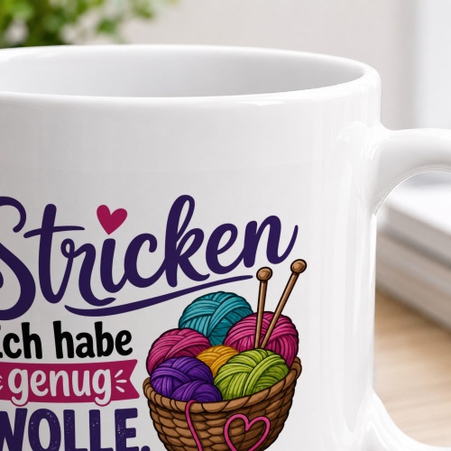 Tasse »Stricken – Ich habe genug Wolle. Sagt niemand.«