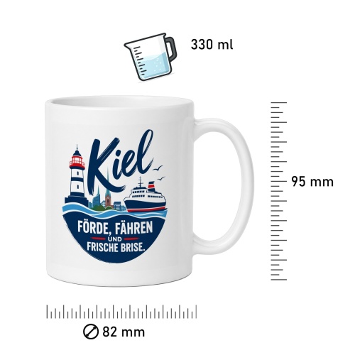 Tasse »Kiel – Förde, Fähren und frische Brise«