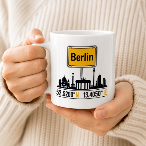 Tasse »Berlin Skyline & Koordinaten«
