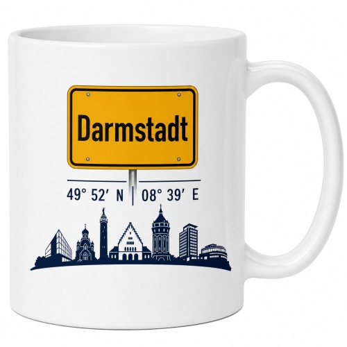 Tasse »Darmstadt Skyline & Ortsschild«