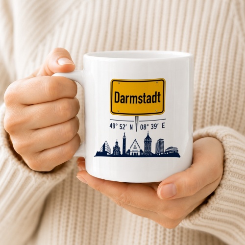 Tasse »Darmstadt Skyline & Ortsschild«