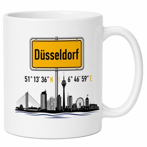 Tasse »Düsseldorf Skyline & Ortsschild«