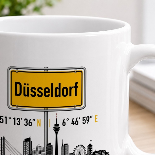 Tasse »Düsseldorf Skyline & Ortsschild«