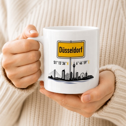 Tasse »Düsseldorf Skyline & Ortsschild«