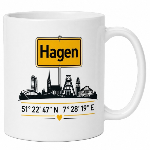 Tasse »Hagen Skyline mit Ortsschild«