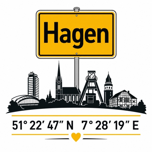 Tasse »Hagen Skyline mit Ortsschild«
