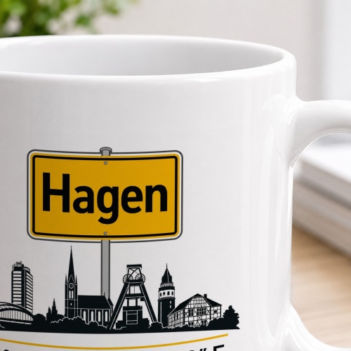 Tasse »Hagen Skyline mit Ortsschild«