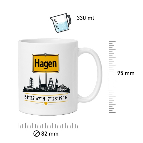 Tasse »Hagen Skyline mit Ortsschild«