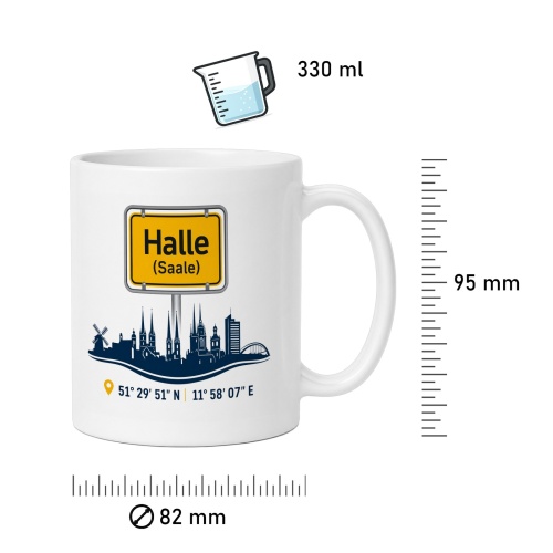 Tasse »Halle (Saale) Skyline & Ortsschild«