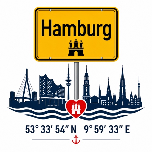 Tasse »Hamburg Skyline mit Koordinaten«