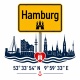 Tasse »Hamburg Skyline mit Koordinaten«
