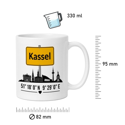 Tasse »Kassel Skyline & Ortsschild«