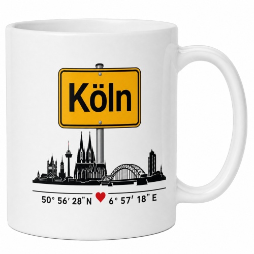 Tasse »Köln Skyline & Ortsschild«